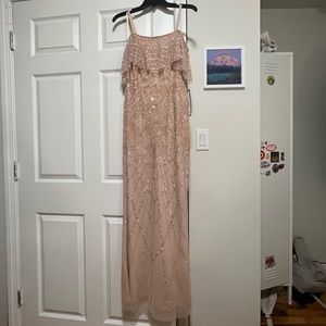 Adrianna Papell blush Beaded Gown/Maxi